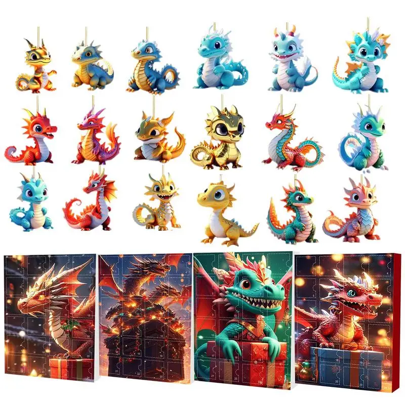 Dragon Christmas Advent Calendar Acrylic Dinosaur Pendant Toy 24 Days Of Vacation Advent Calendar For Car Christmas Tree Decor christmas countdown calendar,christmas advent calendar