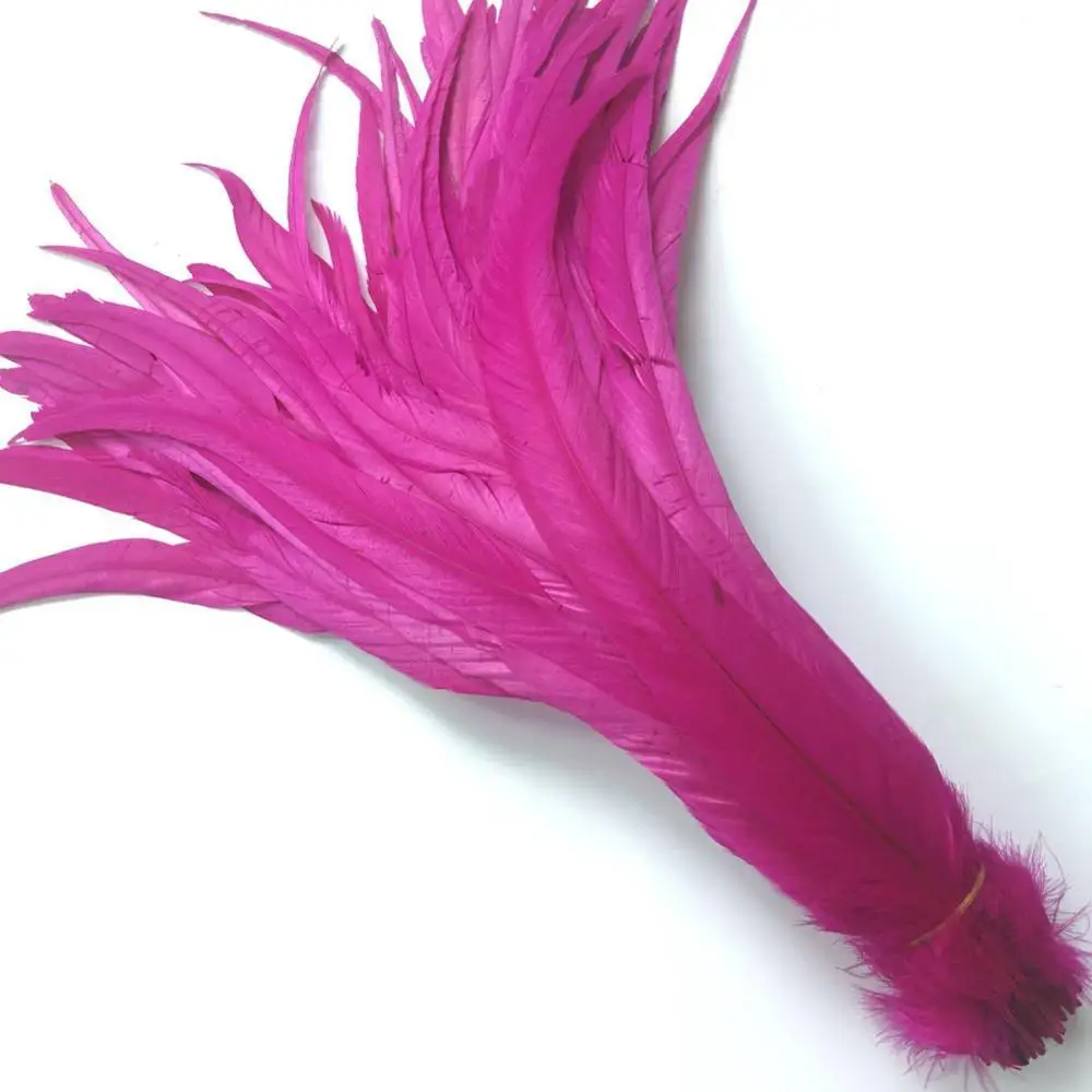 

100Pc Hot Pink Rooster Coque Tail Feathers Plumes 35-40CM 14-16" DIY Dyed Cock Tails Clothing Accessories Jewelry Performance