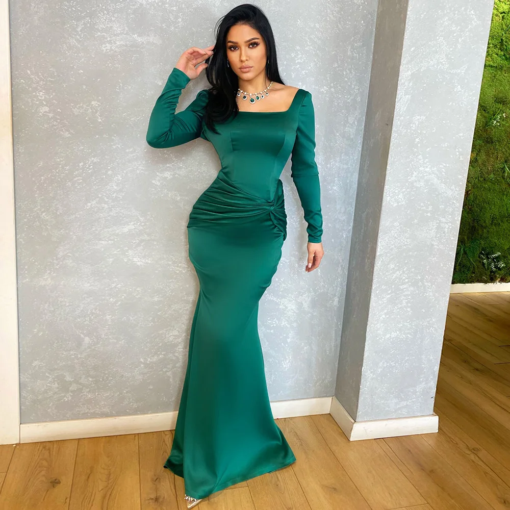 green prom dress simple