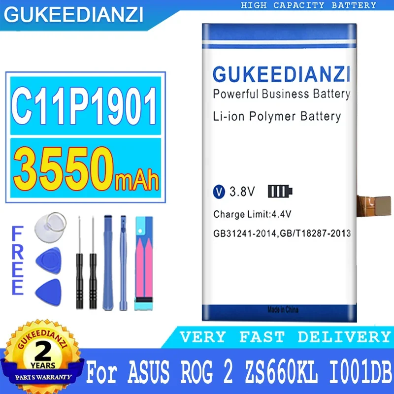 

GUKEEDIANZI Battery for ASUS, ROG 2, ROG2, ROG Game Phone 2, Phone2 Generation, ZS660KL I001DB, C11P1901, 3550mAh