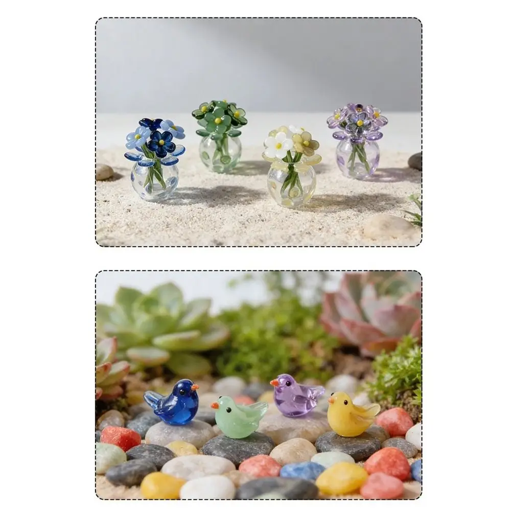 Hand-Blown Mini Colored Glass Flower Bouquet