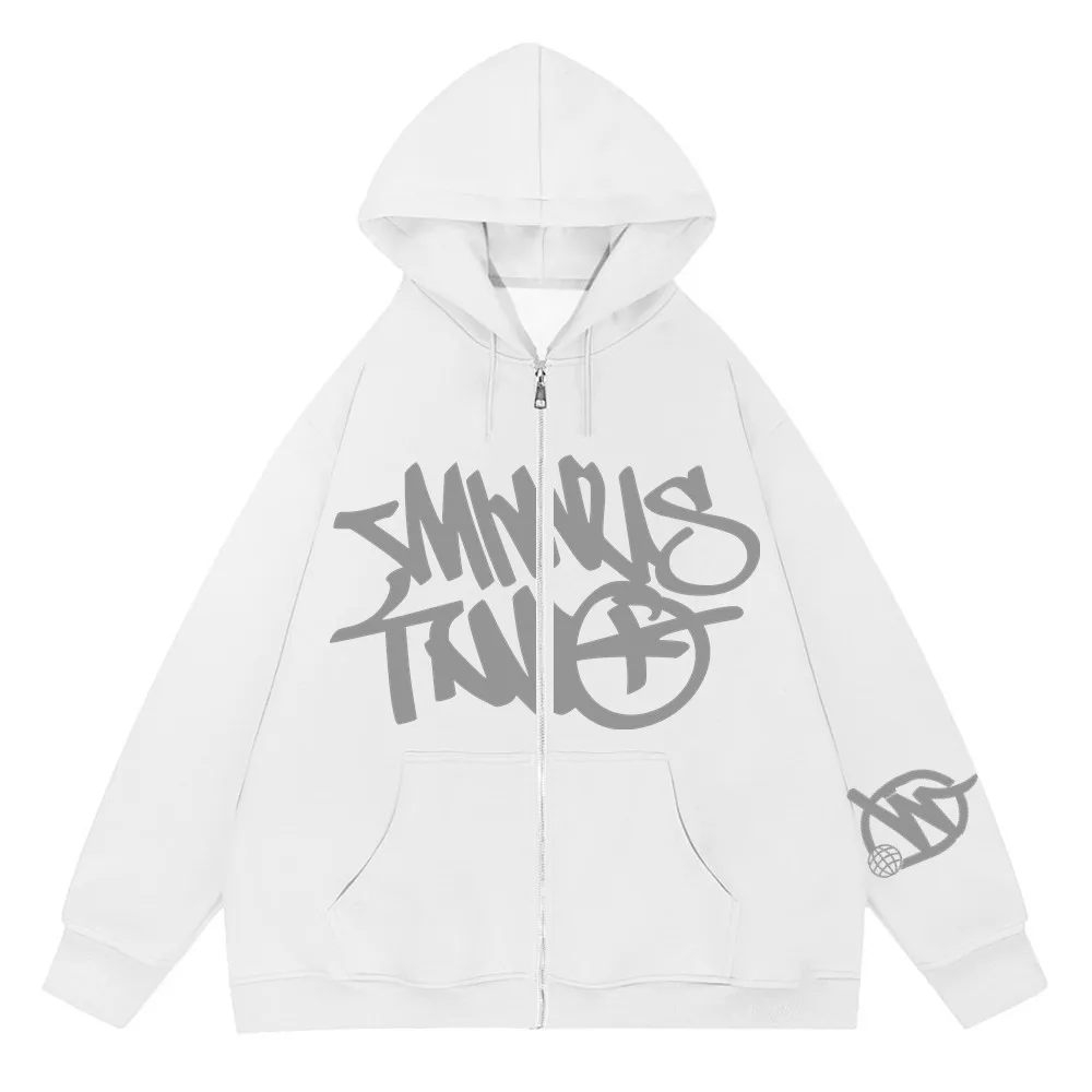 

Gothic Y2K Zipper Up Hip Hop Hoodies&Sweatshirt inner Fleece Harajuk HighStreet Men's Women's Streetwear Coat