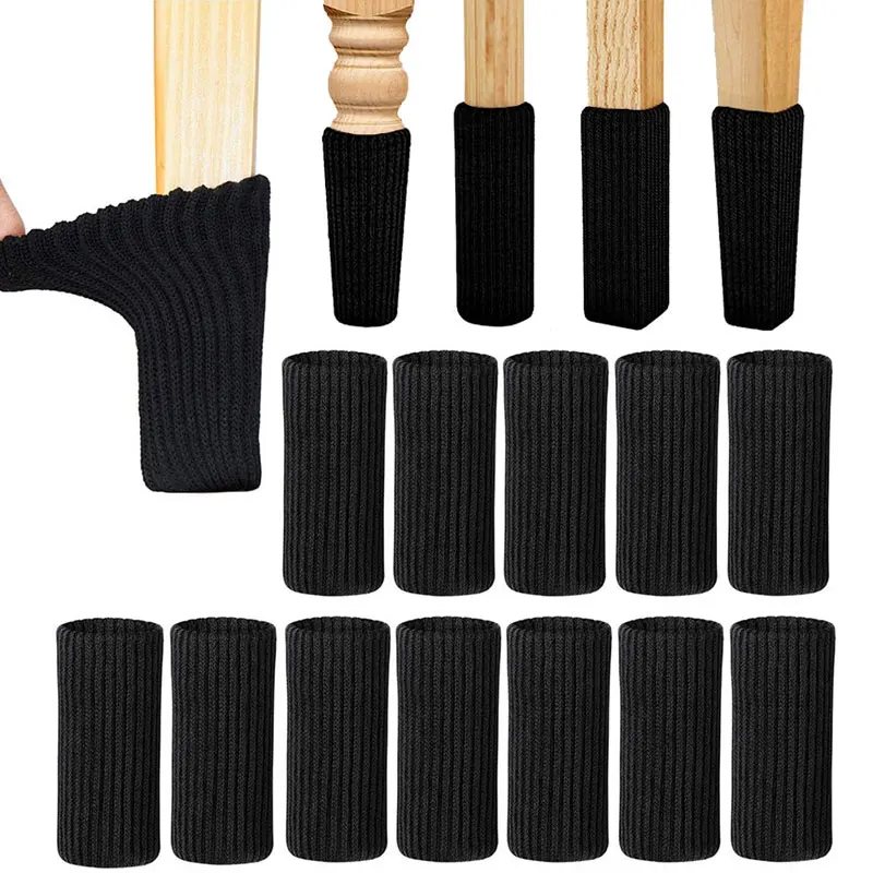 4/24Pcs Chair Legs Socks Knitted Furniture Feet Floor Protectors Anti-slip Pads Silent Thicken Table Chair Leg Socks Covers