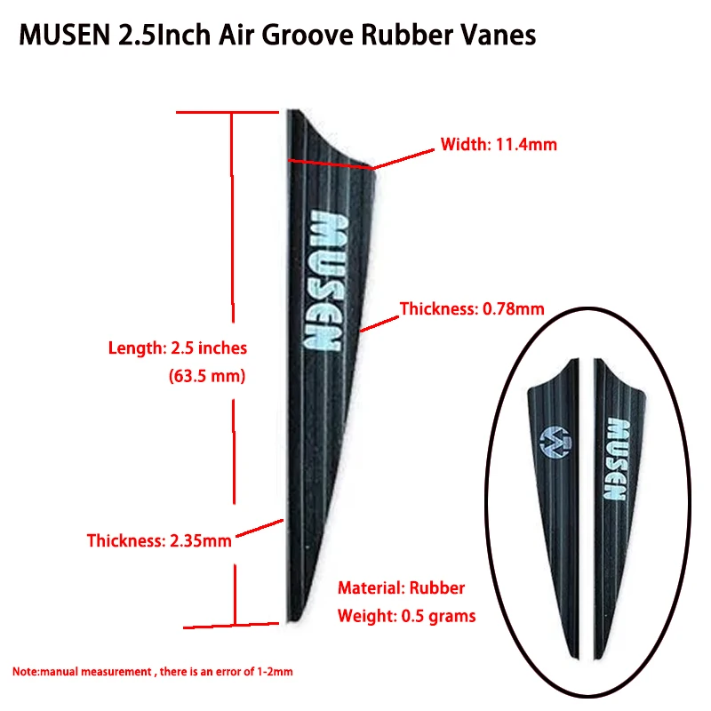 24pcs MUSEN 2.5Inch Air Groove Feather Rubber Vanes Used For Bow And Arrow Shooting Accessories