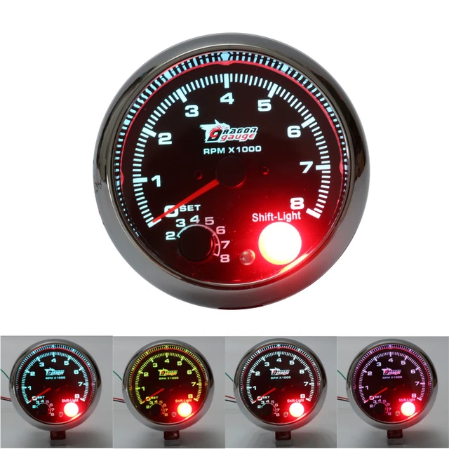 12V Car 3.75Inch Tachometer Tacho Gauge Tachometer with 7 LED Colors Shift  Light 0-8000 RPM Gauge 3.75Inch Electrical Tachometer - AliExpress