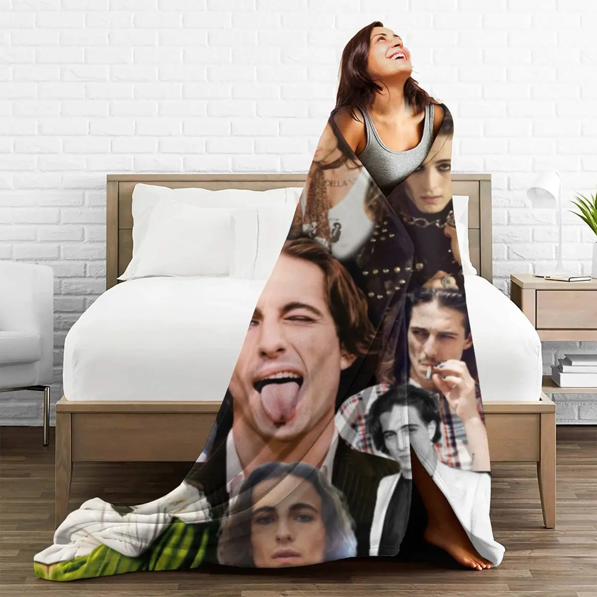 Damiano David Warm Soft Blanket Maneskin Music Band Photo Travel Bedding Throws Winter Funny Flannel Bedspread Sofa Bed Cover 5