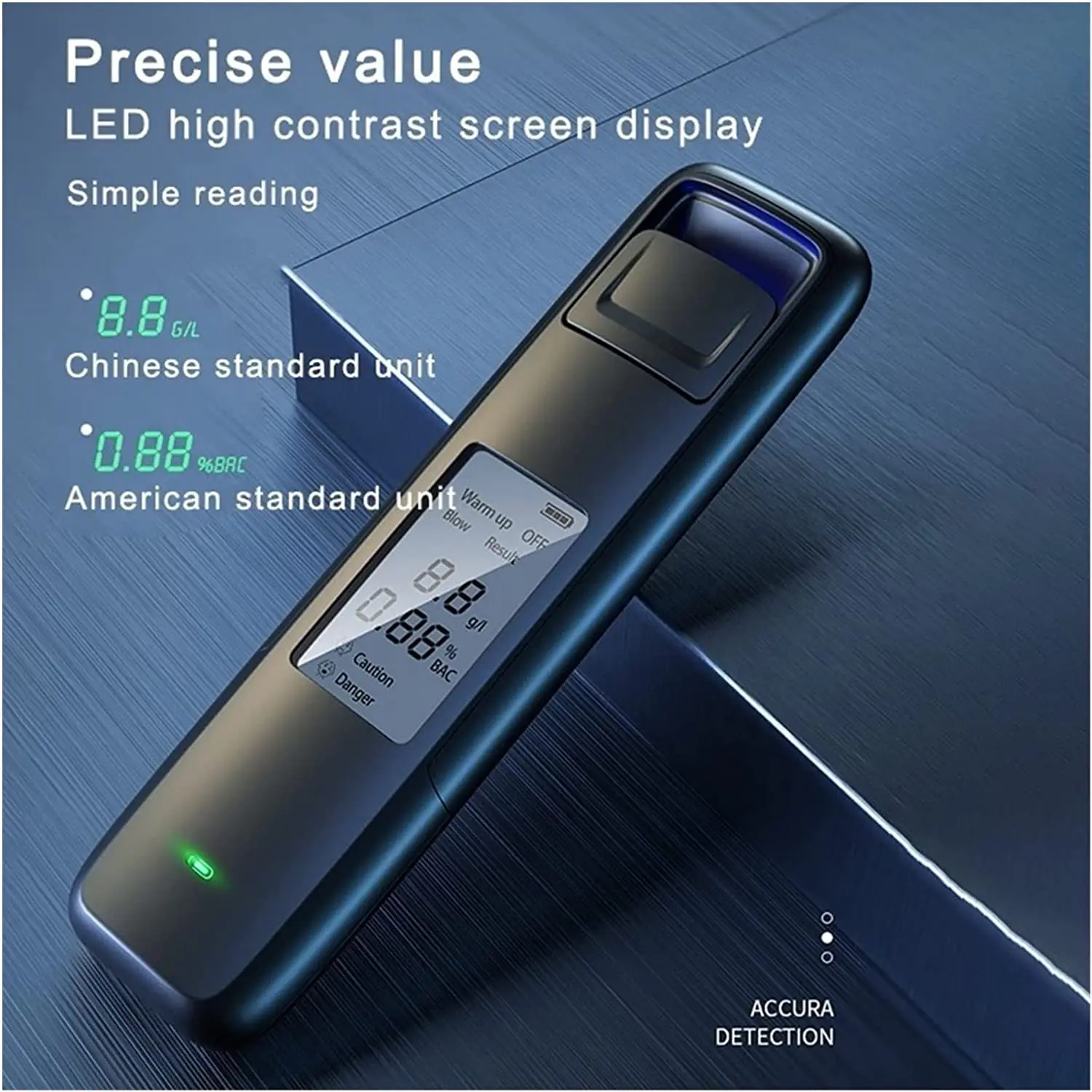 Non-Contact High-Precision Alcohol Tester Portable Breathalyzer USB  Rechargeable