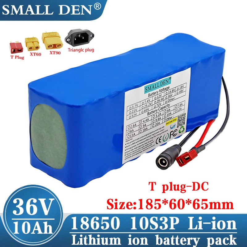 

36V 10AH 18650 10S3P High Power 550W Electric Bike Battery Electric Vehicle Rechargeable Battery 36V10ah Lithium Battery 15A BMS