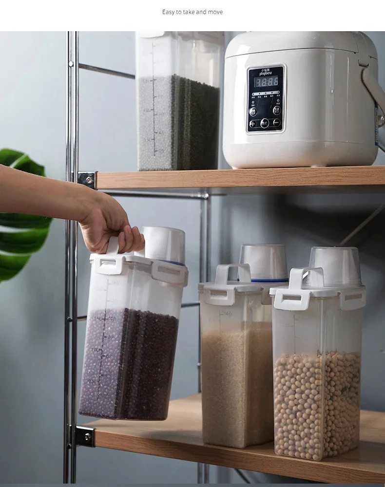 Transparent Storage Jar for Grains, Rice Bucket, Tea, Dried Fruits Storage Box, Kitchen Grain Bucket, Storage Jar, Sealed Jar