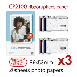 High - Quality Mini Photo Printer Paper with Color Ribbon - 20 to 60 Sheets, 2x3 inch (53x86mm) (60 sheets paper)