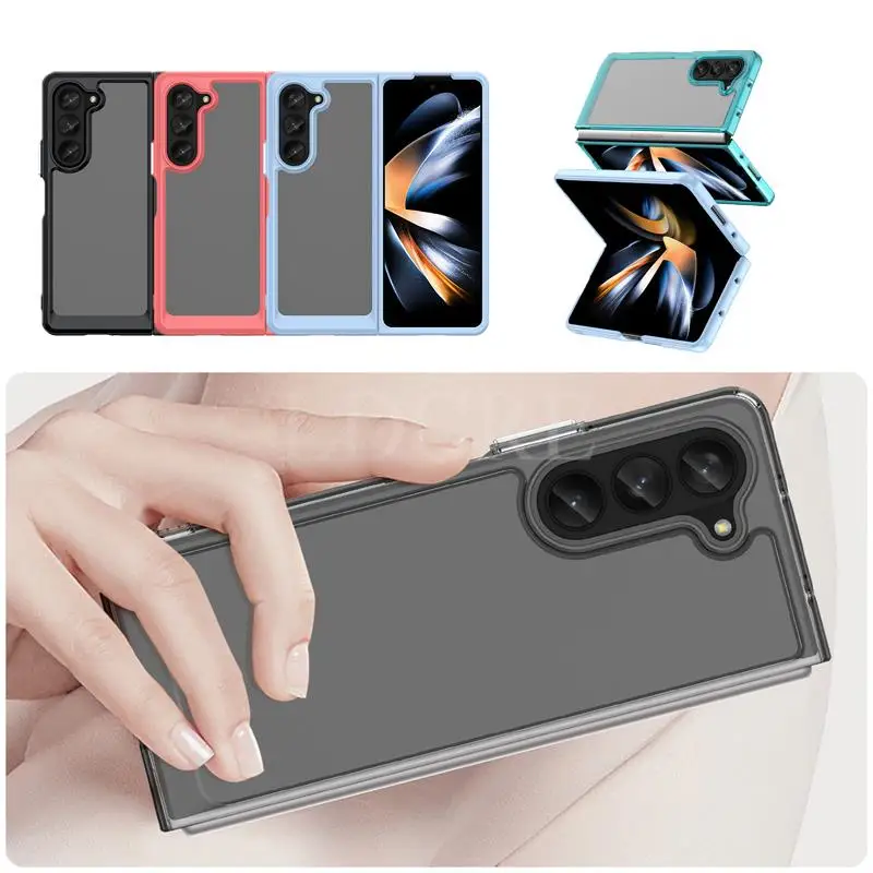 Per Samsung Galaxy Z Fold 5 Case Luxury Silicone Clear Bumper Samsung Z Fold 5 4 3 Custodia Tpu Antiurto Galaxy Z Fold 5 Cover