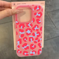 Candy Color Pink Leopard Print Phone Case with 2 - in - 1 Cover Design - iPhone SE (2020) (Rose RedT13940)