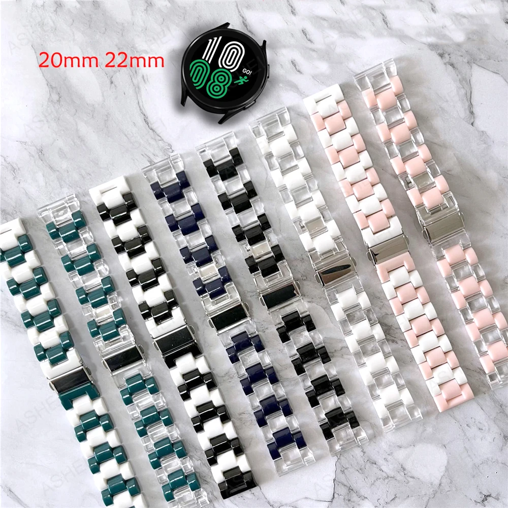 Per Samsung Galaxy Watch 4 Classic 46Mm 42Mm Cinturino Cinturino 4 44Mm 40Mm 3 45Mm 41Mm Cinturino 22/20Mm Gear S3 Frontier Resin Clear Correa