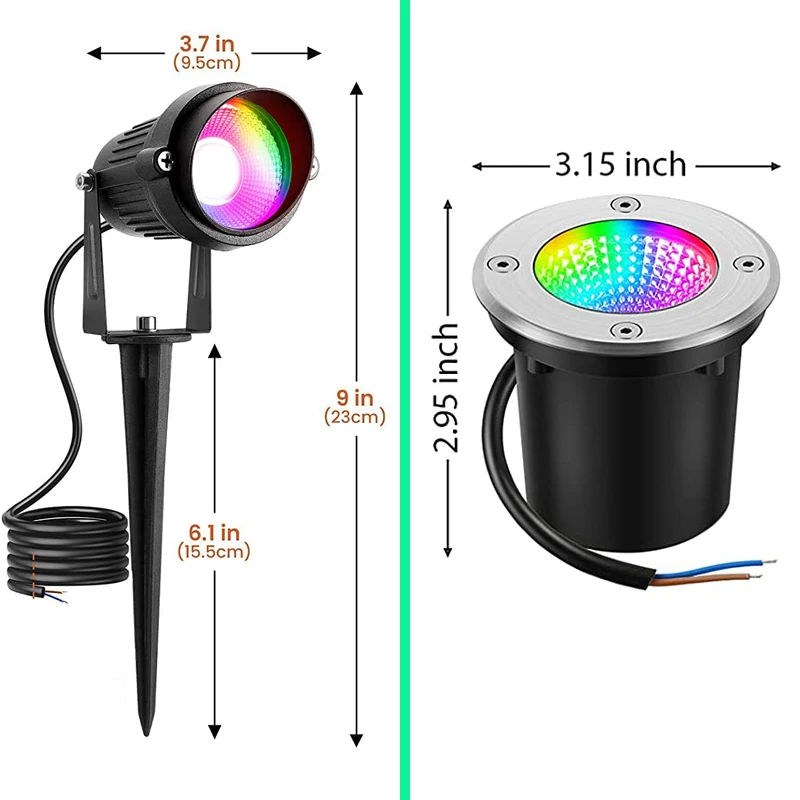 Lawn Lamp LED Lawn Lamp Outdoor Garden Light 10W RGB IP65 Waterproof Spike Spotlight Landscape Lighting For Yard Path Tree Ground 12V 220V
