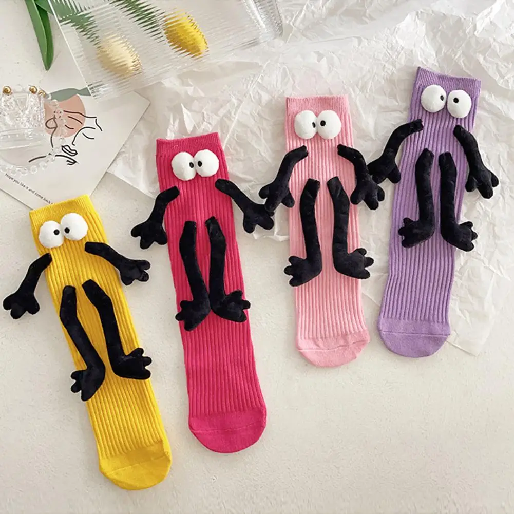 

Holding Hands Socks Funny Couple Magnetic Mid-tube Socks with 3d Doll Super Soft Sweat Absorbing Unique for Couples for Him