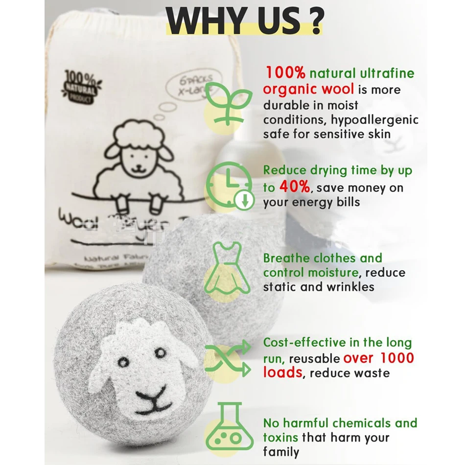 7cm Sheep Fleece Dry Kit Ball Reusable Wool Dryer Balls Softener Laundry Washing Machine Accessories laundry ball