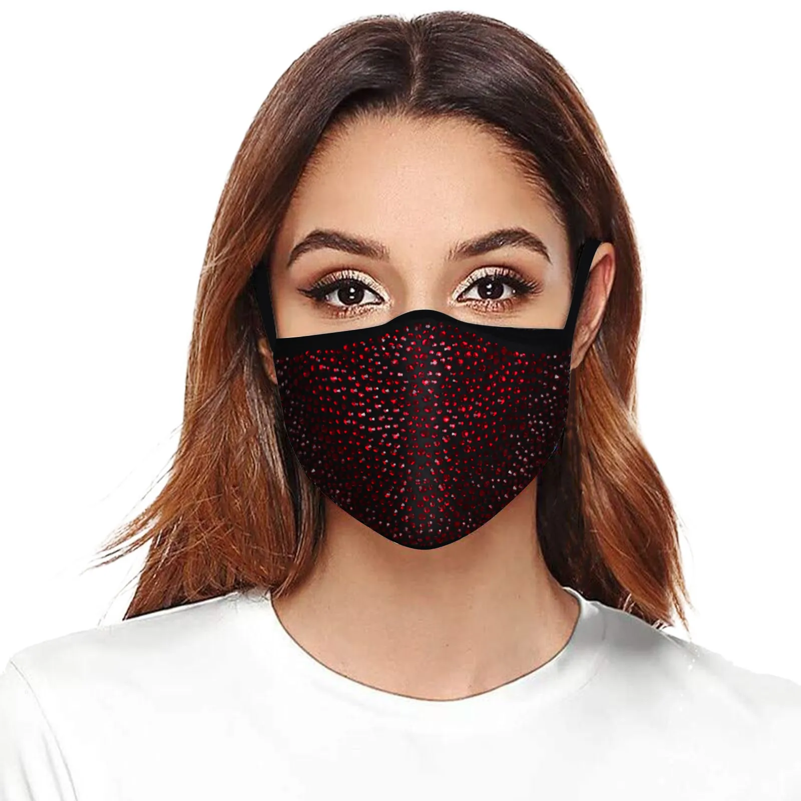 1pc Women Sexy Rhinestone Masks Washable Dust-proof Fashion Cloth Mask With Diamonds Trendy Rhinestone Cotton Mask Mondkapjes 3