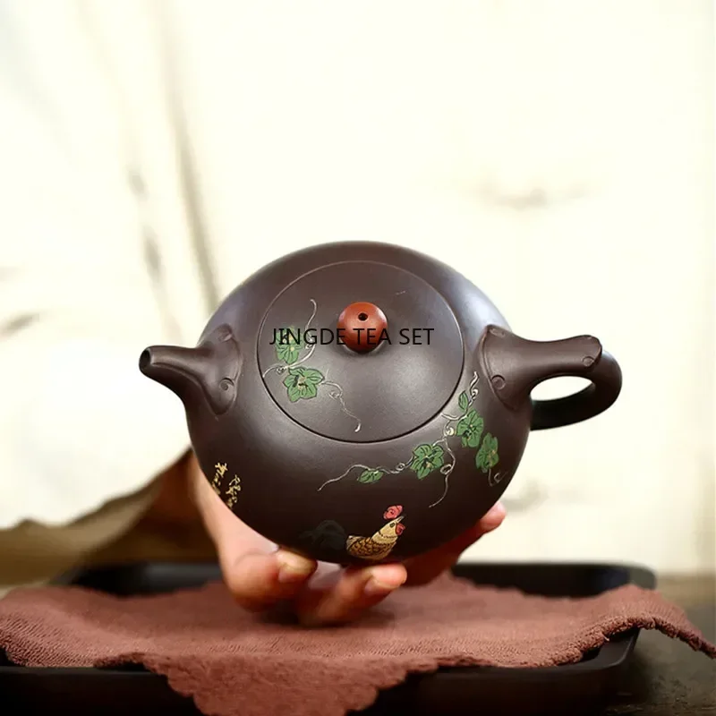 260ml Yixing handmade purple clay teapot hand-painted original ore purple clay beauty teapot Chinese Kung Fu tea set