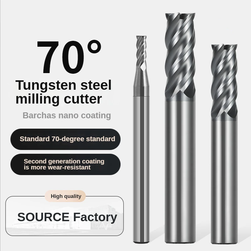 

HRC70 Carbide End Mills 4 Flute 123456789,10,11,12,13,14,16,18,20mm,End Mills For Metal Metal Router CNC Milling Cutter Tools
