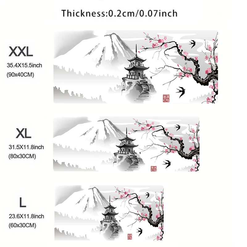 Mouse Pad XXL Mousepad Computer Keyboard Pad Mouse Mat Gamer Soft Office Carpet Japanese Cherry Blossom Pagoda Table Mat Desktop 4