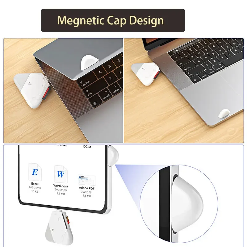 FC&EC 3 in 1 리더 마그네틱 USB A+Type-C+Lightning 3포트-SD/TF 카드 읽기 데이터 전송 커넥터(휴대폰 태블릿용)