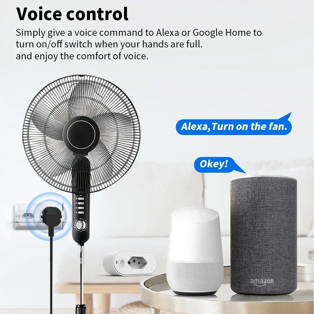Brazil Tuya Wifi Socket Adaptador De Soquete Inteligente 16A Suporte Smart Life App control Alexa Google Home Controle vioce 5