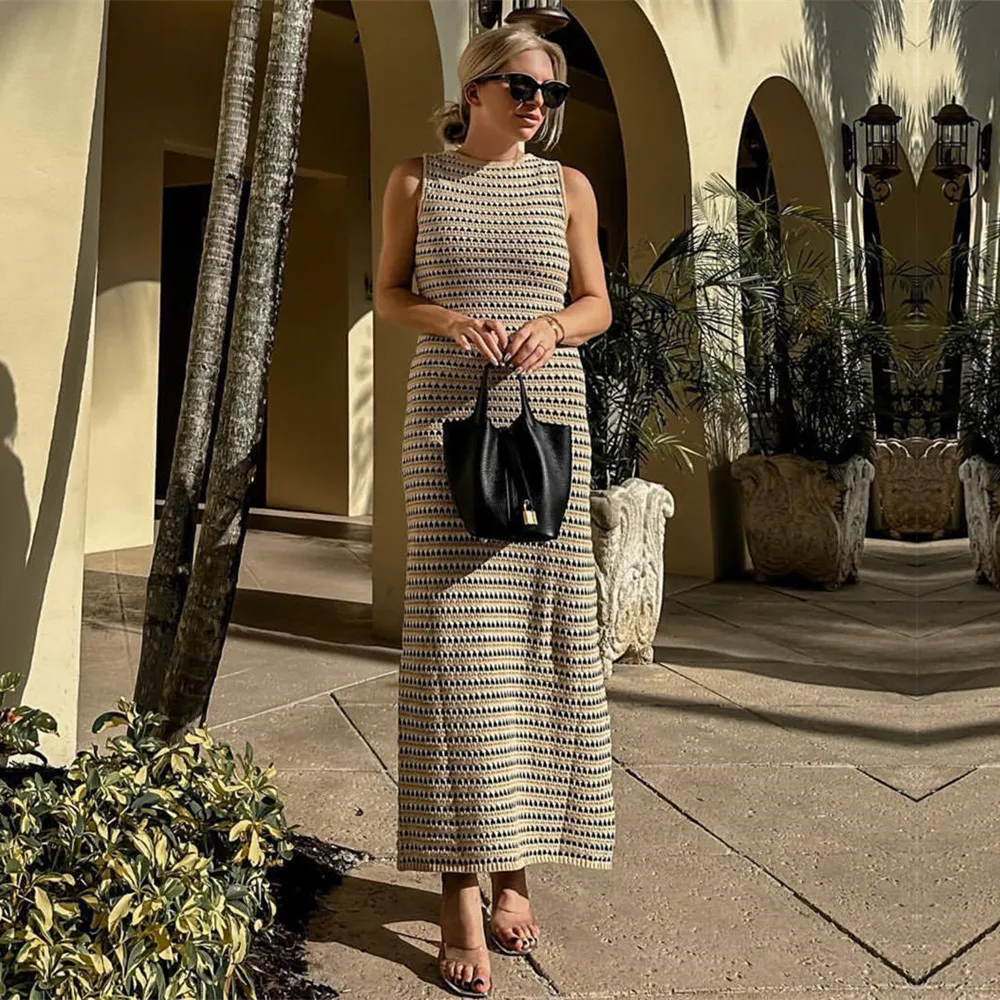 Retro Twist Rope High Waist Sleeveless Beach Casual Dress