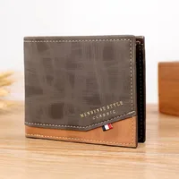 New Men's Wallet Short Cross Section Tri-fold Stitching Multi-card Zipper Coin Purse Wallet Passport Cover 1