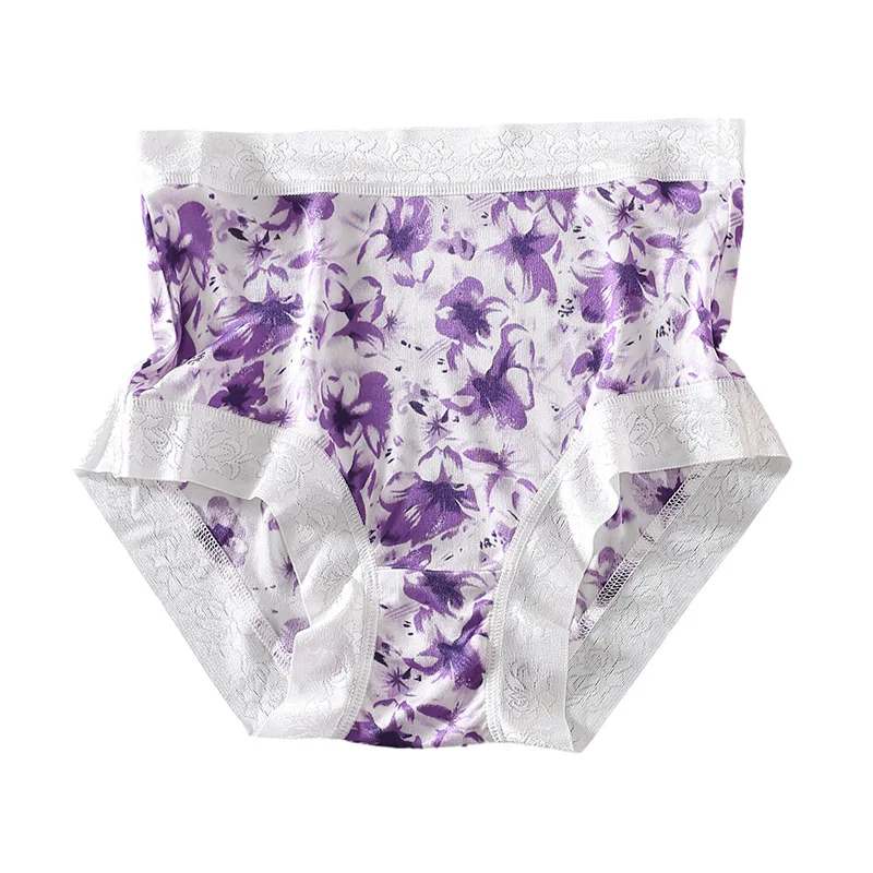 

Шелковые трусики, трикотажное нижнее белье с принтом, Женская сексуальная одежда со средней талией и кружевными краями, трусики для женщин