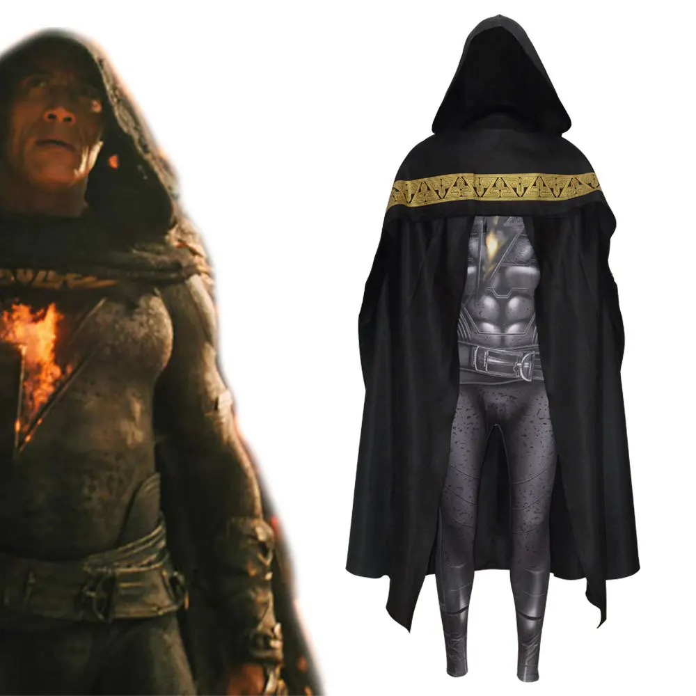 

Black Adam Cosplay Costumes Full Set with Jumpsuit Cloak Halloween Costumes Adult Men Suit Outfit