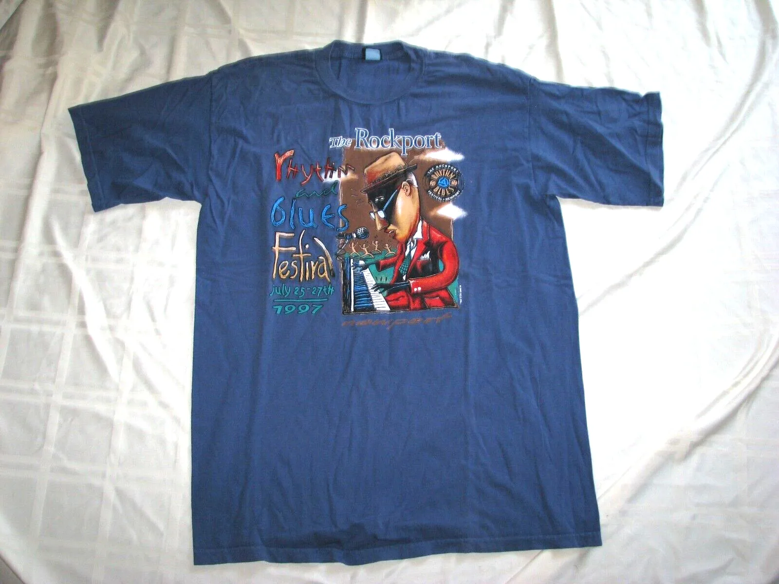 T-Shirt Da Uomo (L) Rockport Rhythm & Blue Festival 1997 (Aretha Franklin, Ecc.)