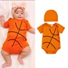 FOCUSNORM 0-12M Newborn Baby Boys Summer Romper Outfits Basketball Print Short Sleeve Round Neck Jumpsuits with Hat 2 Pcs Set 1