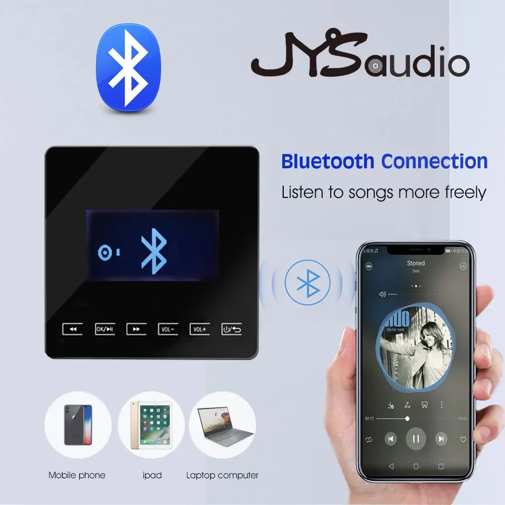 86 블루투스 미니 홈 배경 음악 시스템, 벽 마운트 앰프 유리 터치 키와 호환, FM USB TF 지원