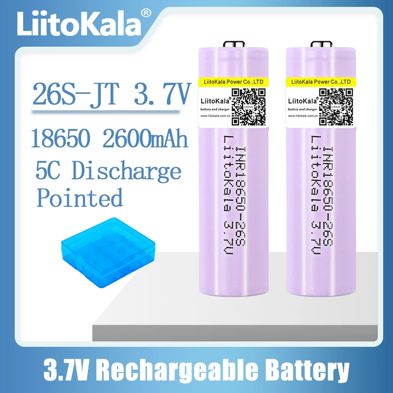 Liitokala Nuovo Originale 26S-Jt 3.7V 2600Mah 18650 26S 5C Batteria Ricaricabile Al Litio A Scarica Per Batteria Torcia + A Punta