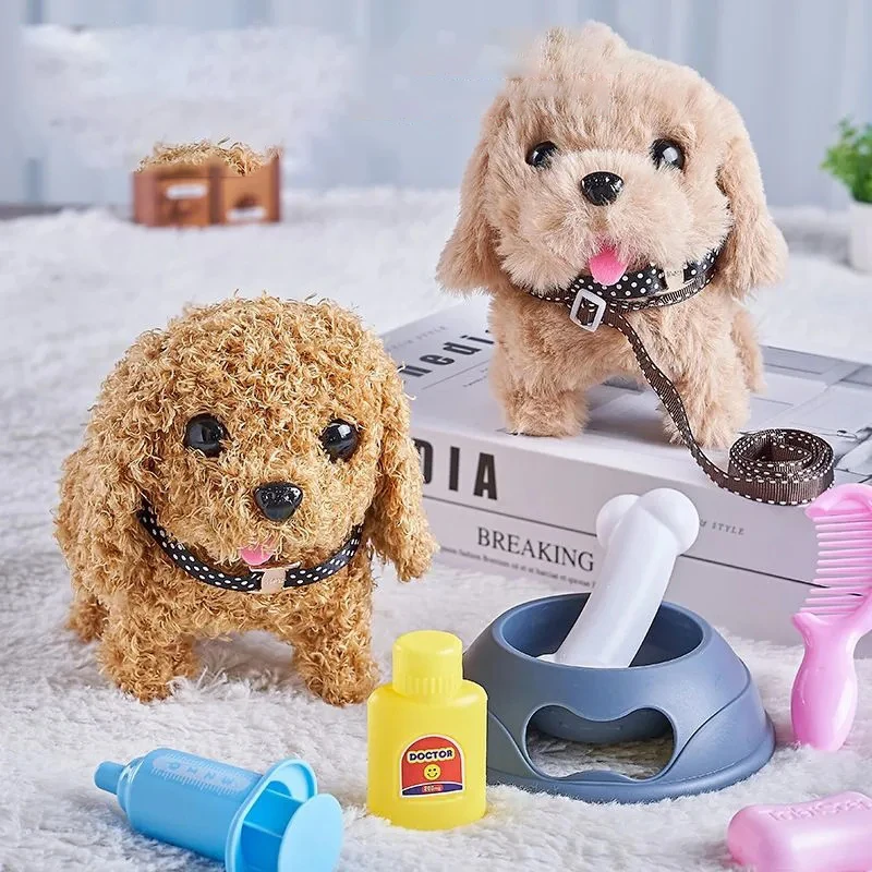 New Electronic Pet Dog Toy Walking Interactive Dog Plush Doll Toys Vibrating Automatic Moving Electric Puppy Gift For Baby Kids 2