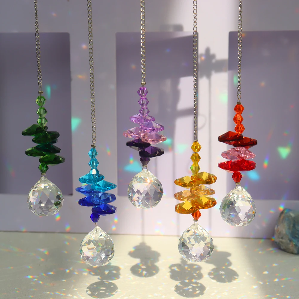 Suncatcher Crystal Wind Chimes Pendant Hexagon Diamond Prisms Hanging Rainbow Chaser Lighting Window Curtain Ornament Home Decor sun catcher crystal pendant sun catchers window ornament