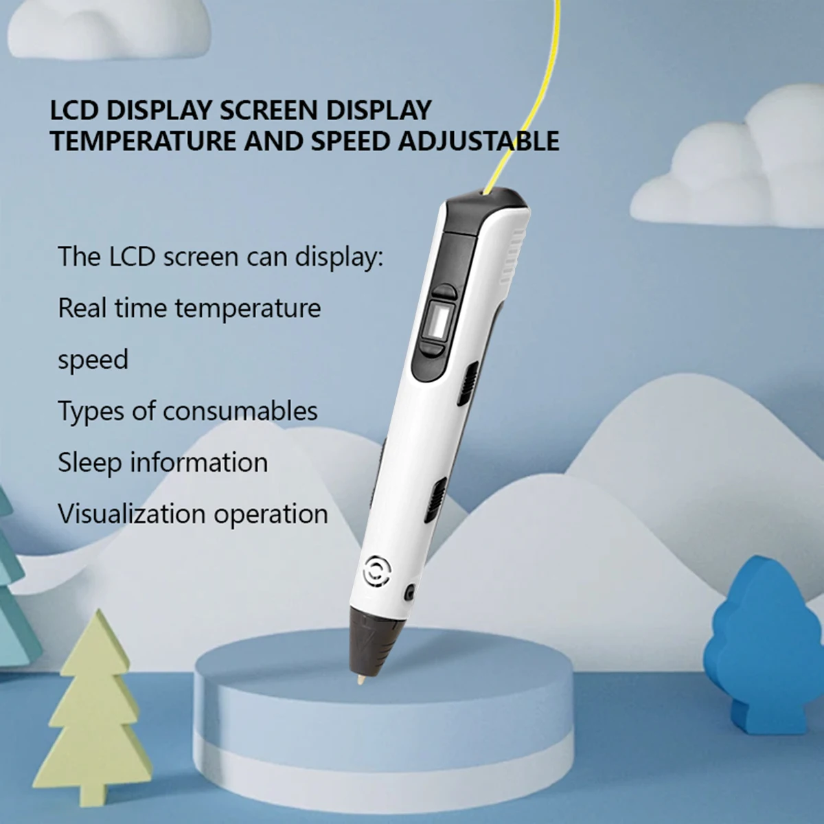 Upgraded 3D Printing Pen Children's Creative Painting Toys Lcd Screen Display DIY Handmade Gifts 9 Meters Long Pla Filament