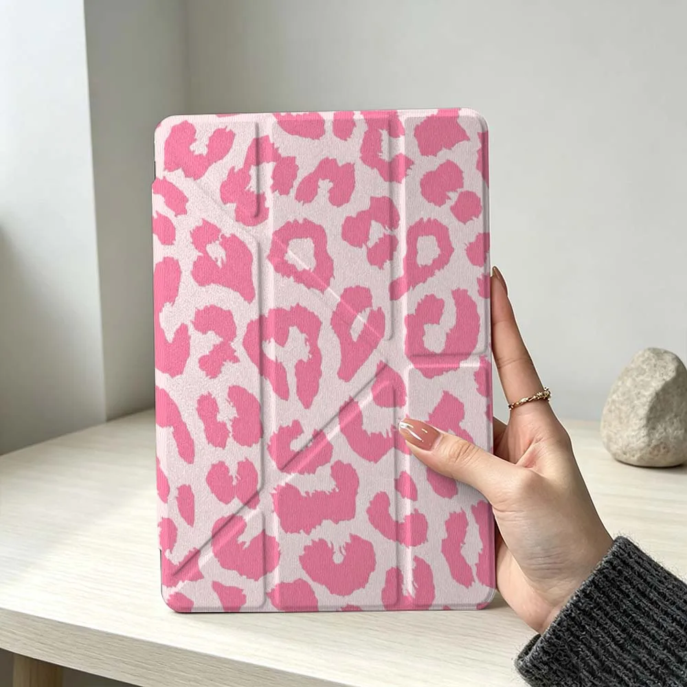 Artistic Pink Cheetah Print Soft Foldable Tablet Case