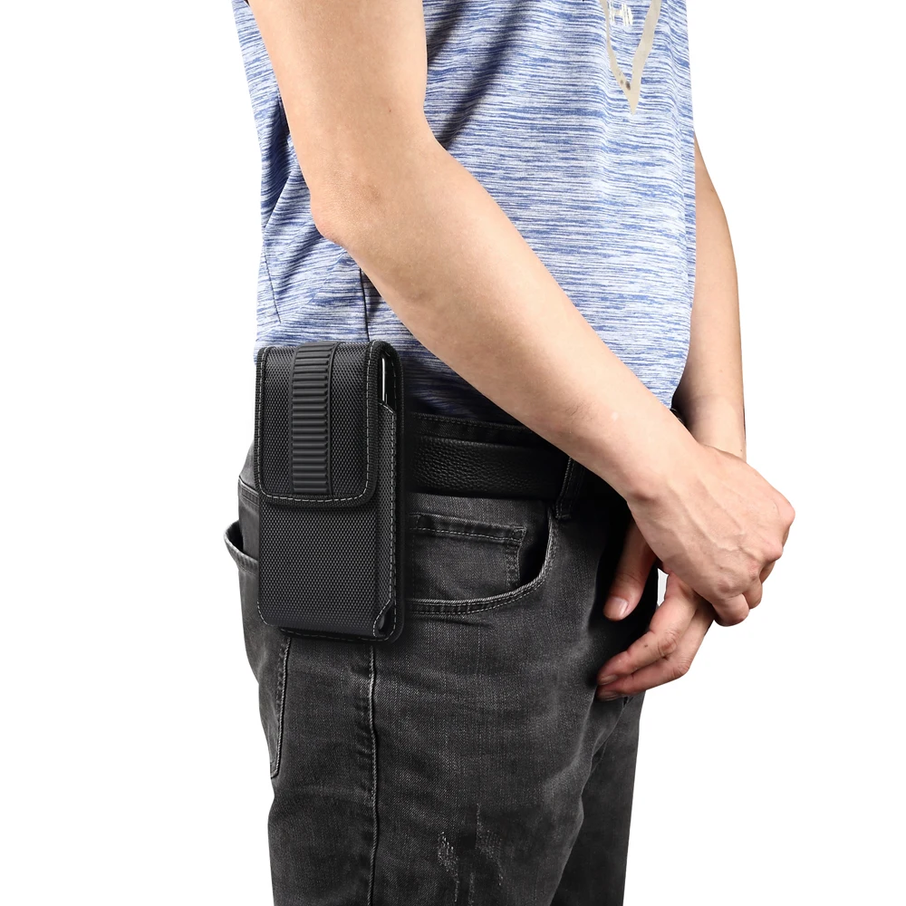 Mobile Phone Waist Bag Universal For iPhone 15 14 13 12 Pro Max Samsung Xiaomi Huawei Nylon Oxford Fabric Men Belt Clip Case