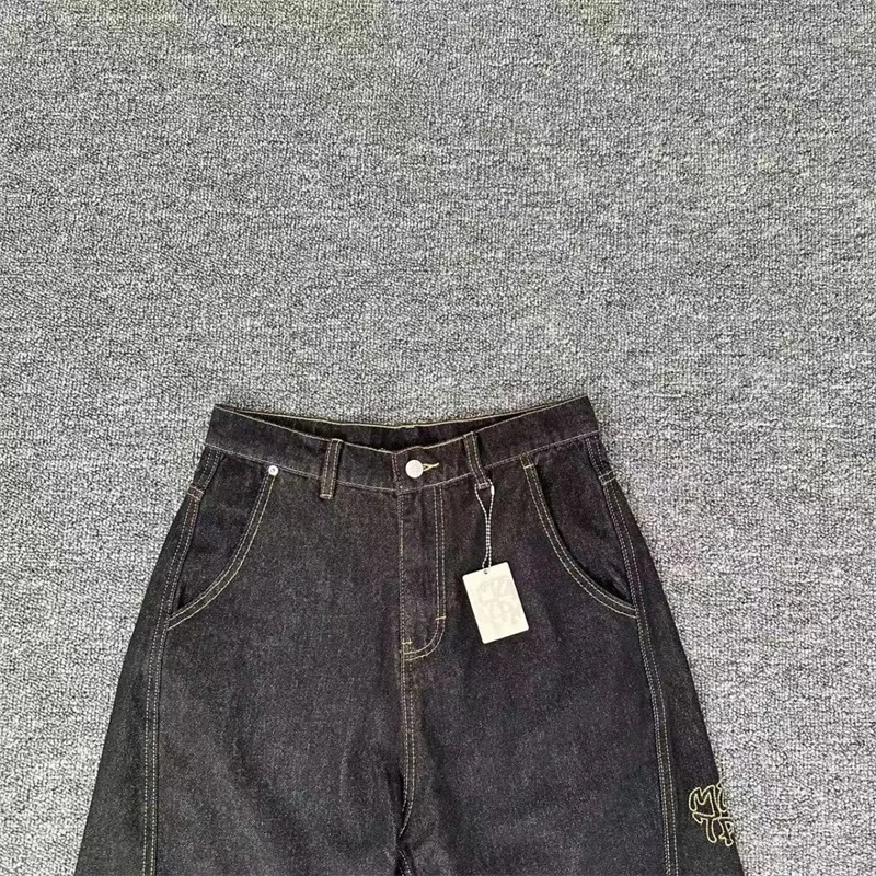 Mertra Vintage Black Denim Pants Men Women 1:1 Best Quality