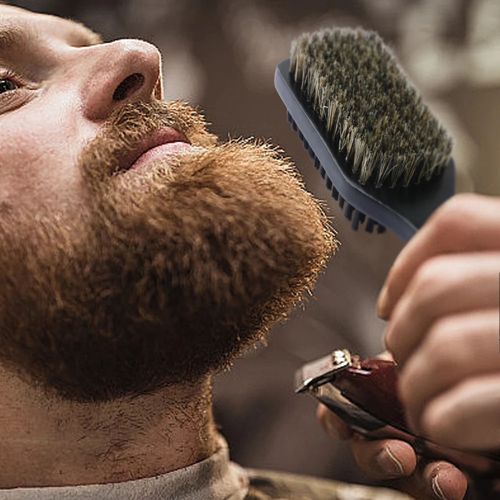 Wooden Handle Nylon Hair Beard Brush Shaving Tools Wooden Curved Men's Beard Shaving Brush Hairstylist Figure Eight