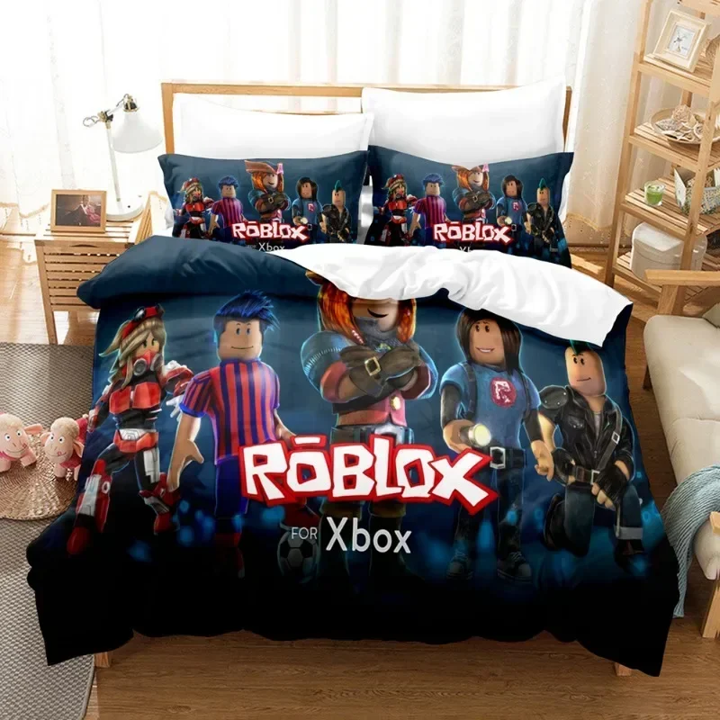 ROBLOX Game Surrounding Children's Anime Student Dormitory Bed Sheet Quilt Cover Three-piece Home Bed Three-piece Set Boys Girls 5