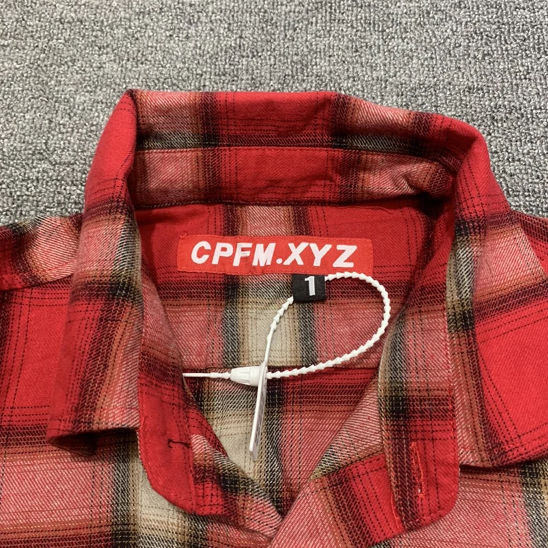 High Quality Men Women 1:1 CPFM.XYZ Check Shirt Red Plaid Shirts