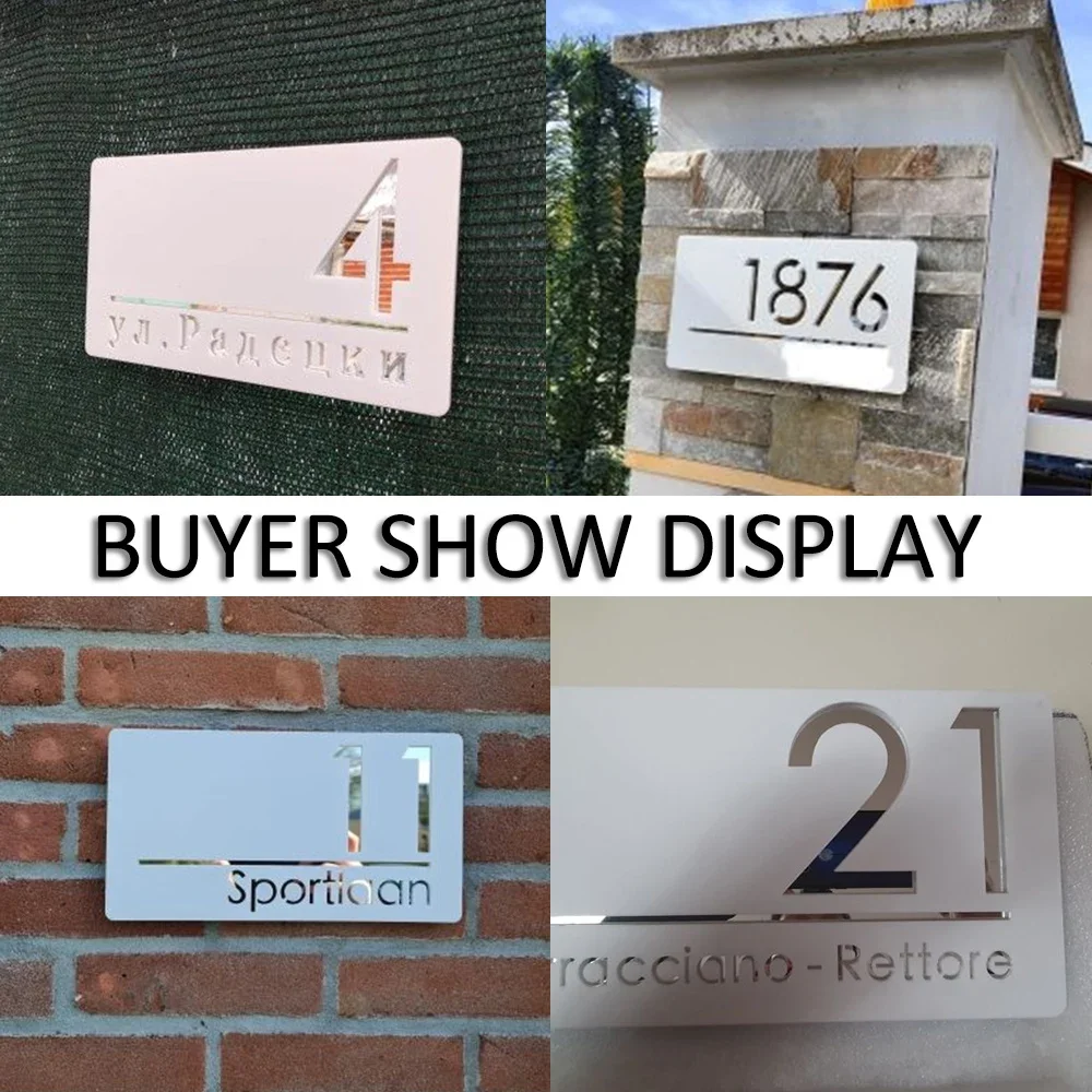Custom Laser Cut Acrylic Modern 3D Floating House Number Sign Outdoor Street Name Waterproof Plate 28/40/45cm house number signs house numbers number plate