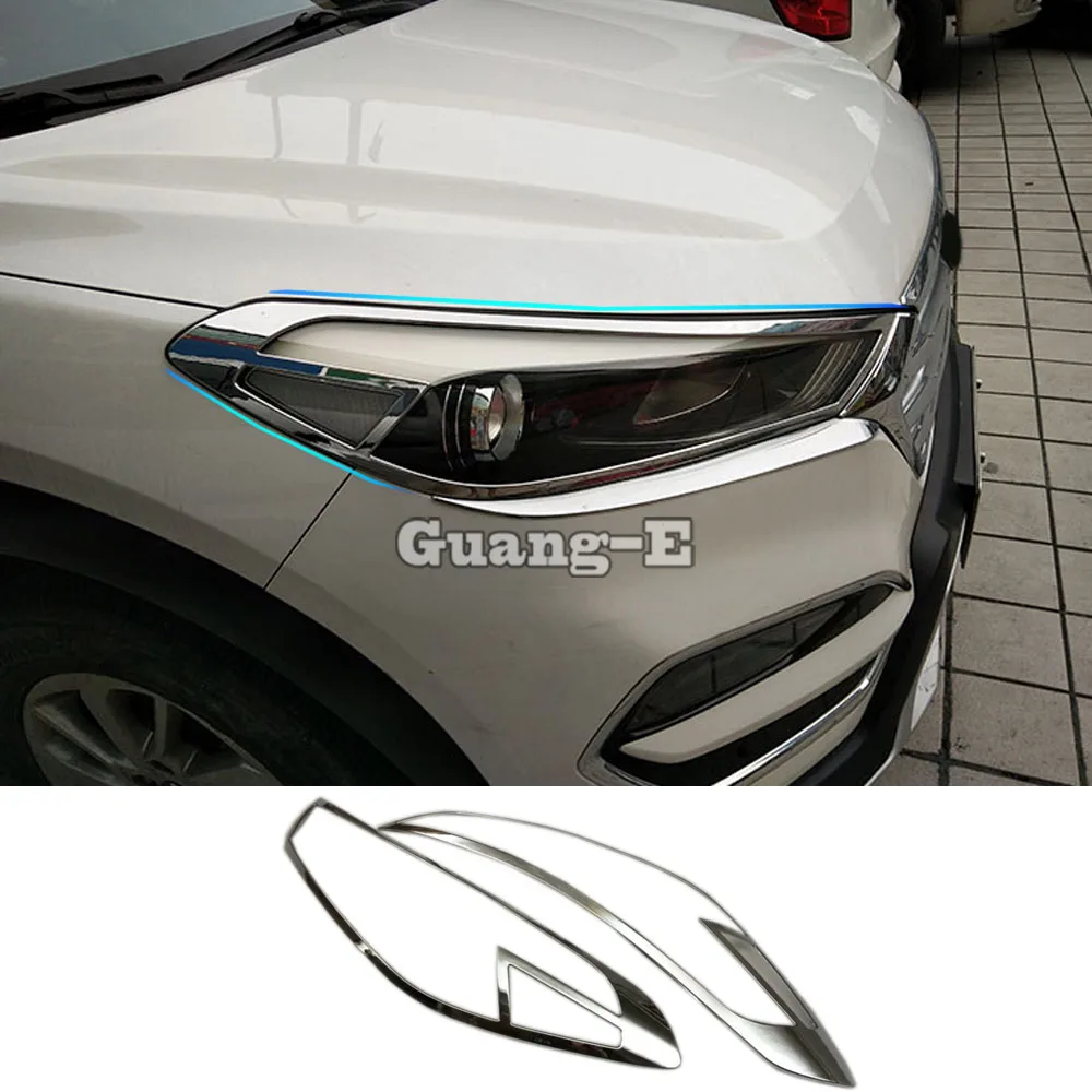 

Hot Sale For Hyundai Tucson 2015 2016 2017 2018 Car Body Front Head Light Lamp Hoods Molding Frame Stick ABS Chrome Cover Trim