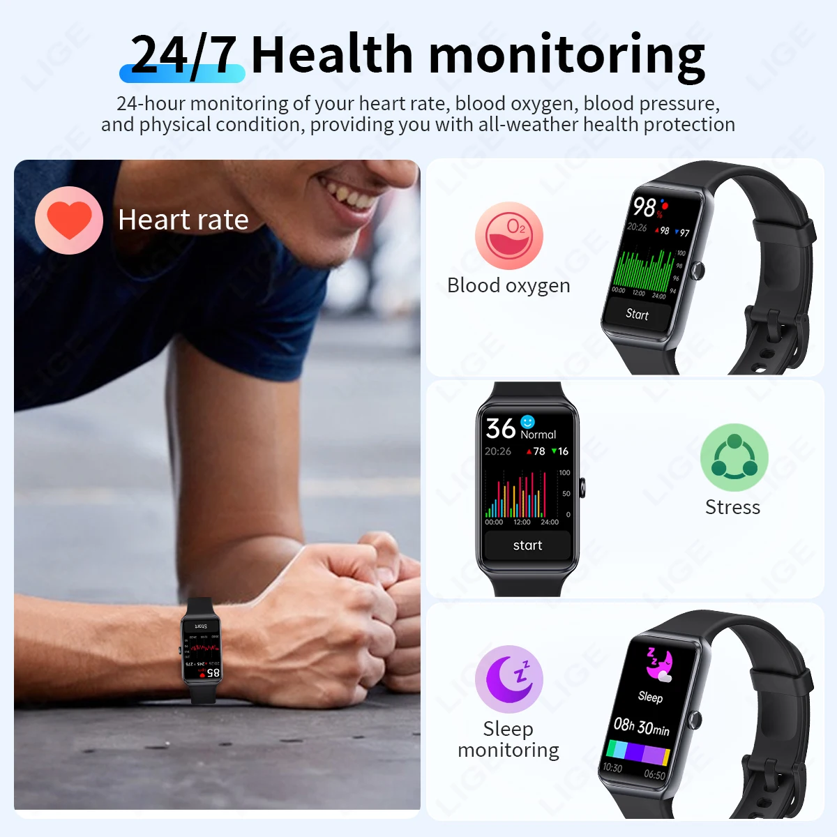 LIGE 2026 1.47” HD Smart Watch Women's Sports Fitness Bracelet Thermometer Health Monitor Waterproof Women Smartwatch For Androi