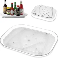 Turntable Organizer Tray for Refrigerator 360 Rotatable Rectangle Storage Rack Saving Space Turntable Rack for Kitchen Cabinet 1