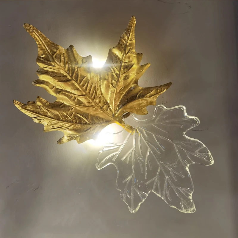 

Post-Modern Crystal Wall Lights Glass Led Creative Maple Leaves Wall Lamp for Restaurant Bedroom Bedside Corridor Wall Sconces