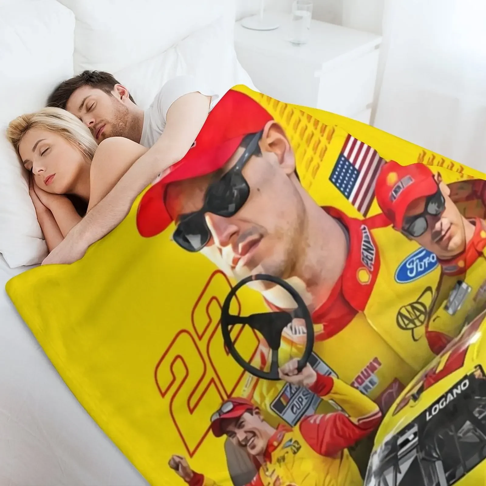 Joey Logano Next Gen Mustang 2022 Throw Blanket Bed Fashionable Plaid on the sofa manga Blankets 4