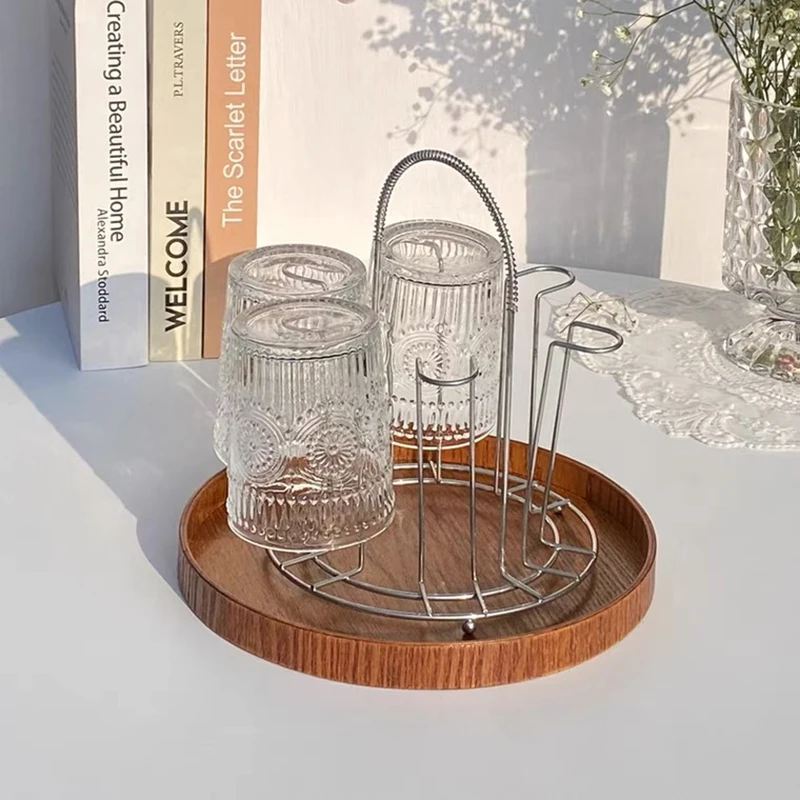 Stainless Steel Glass Cup Rack Water Mug Draining Stand Drainer Cup Holder Drying Organizer For Home